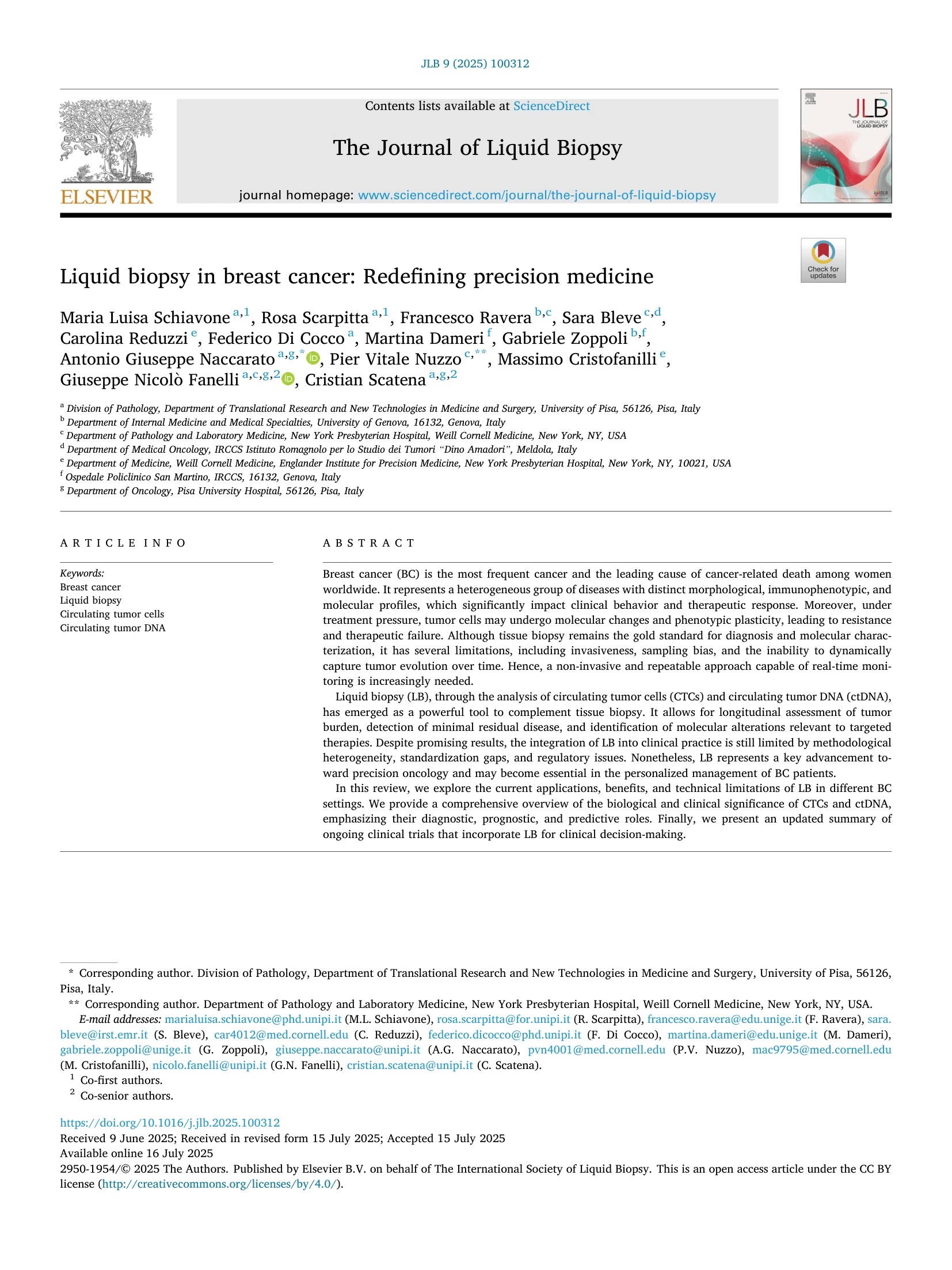 2025 breast cancer schiavone ml pmid 40740670 j liq biopsy liquid biopsy in breast cancer 01